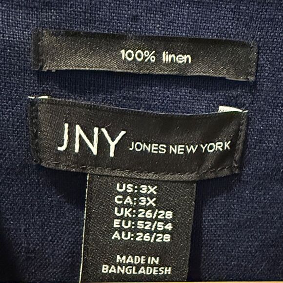 JNY Jones New York Navy Blue Linen Jacket button closure size 3X - Picture 2 of 9
